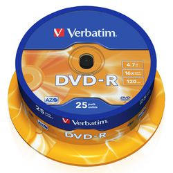 Broche DVD-R 4,7 Go verbatim 16x 25 pièces