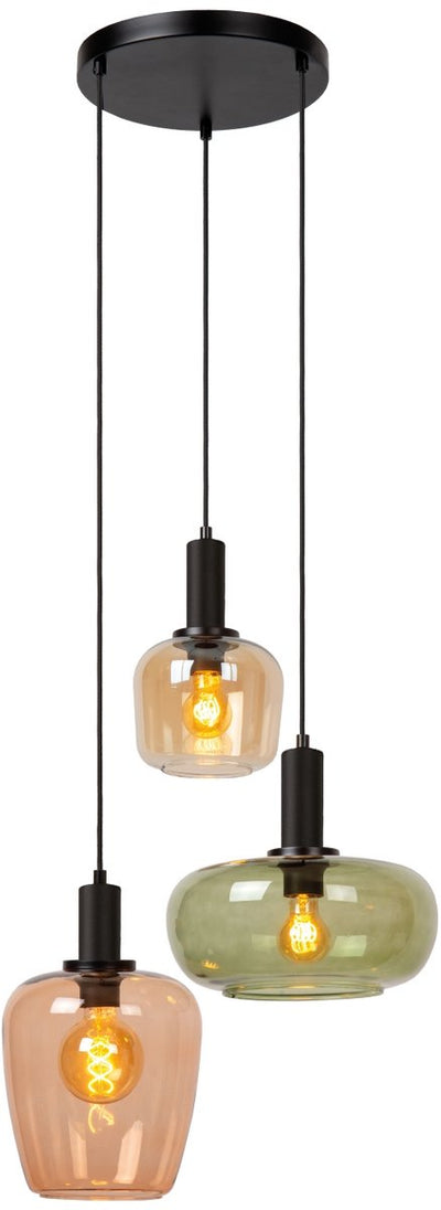 Lucide ilona - lampe suspendue - 3xe27 - noir