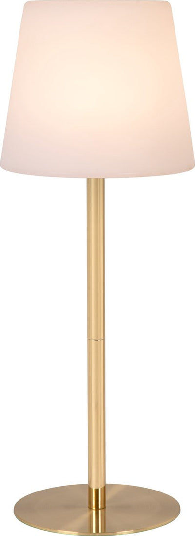 Lucide Tyon - lampe de table rechargeable intérieur extérieur - batterie rechargeable - ø 15 cm - LED dimmable - 1x2W 2700K - IP65 - laiton doré mat