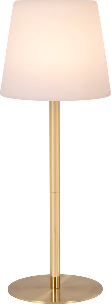 Lucide Tyon - lampe de table rechargeable intérieur extérieur - batterie rechargeable - ø 15 cm - LED dimmable - 1x2W 2700K - IP65 - laiton doré mat