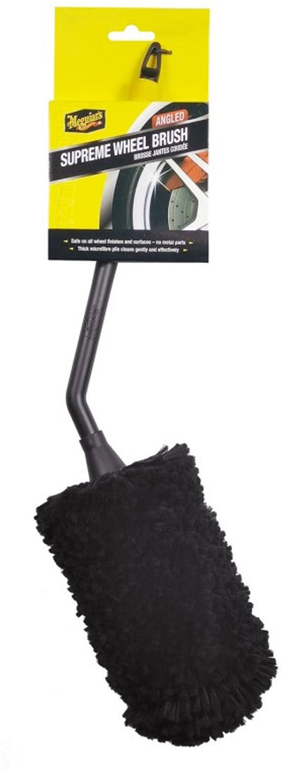 Meguiar's Meguiar's Supreme Brosse à roue coudée moyenne - 35 cm - Brosse à roue incurvée pour jantes et étriers de frein - Tête en microfibre extra douce - Accessoire de détail de voiture