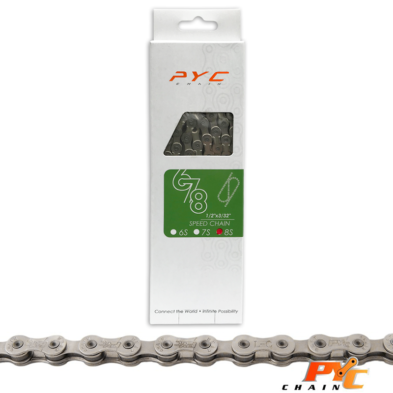 PYC Chain de vélo - 8 engrenages - 116 liens - 1 2 x 3 32 pouces - durable - Shimano
