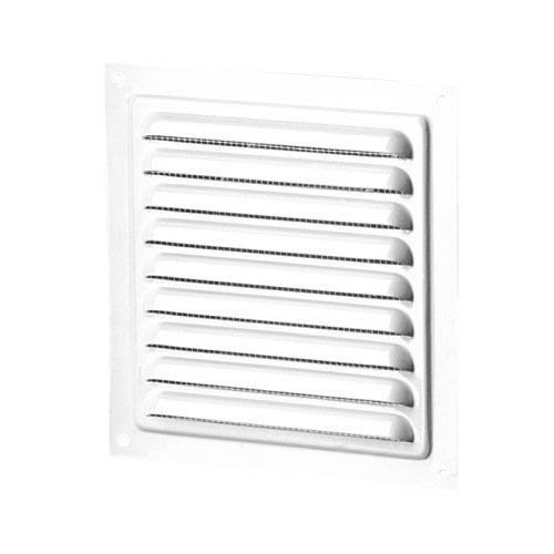 Grille à ailettes avec moustiquaire aluminium blanc 195x195 mm