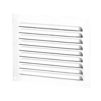 Grille à ailettes avec moustiquaire aluminium blanc 150x215 mm