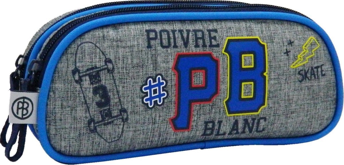Jim jam trousse poivre blanc pen case 21x5x10 cm 2 compartiments avec fermeture éclair