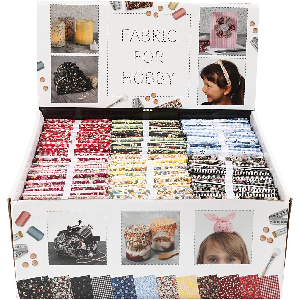 Tissu patchwork Creativ company, format 45x55 cm, 100 g, différentes couleurs, 48 pelotes 1 boîte