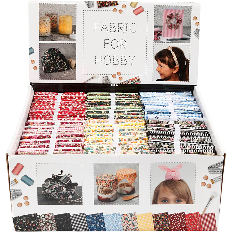 Tissu patchwork Creativ company, format 45x55 cm, 100 g, différentes couleurs, 48 pelotes 1 boîte