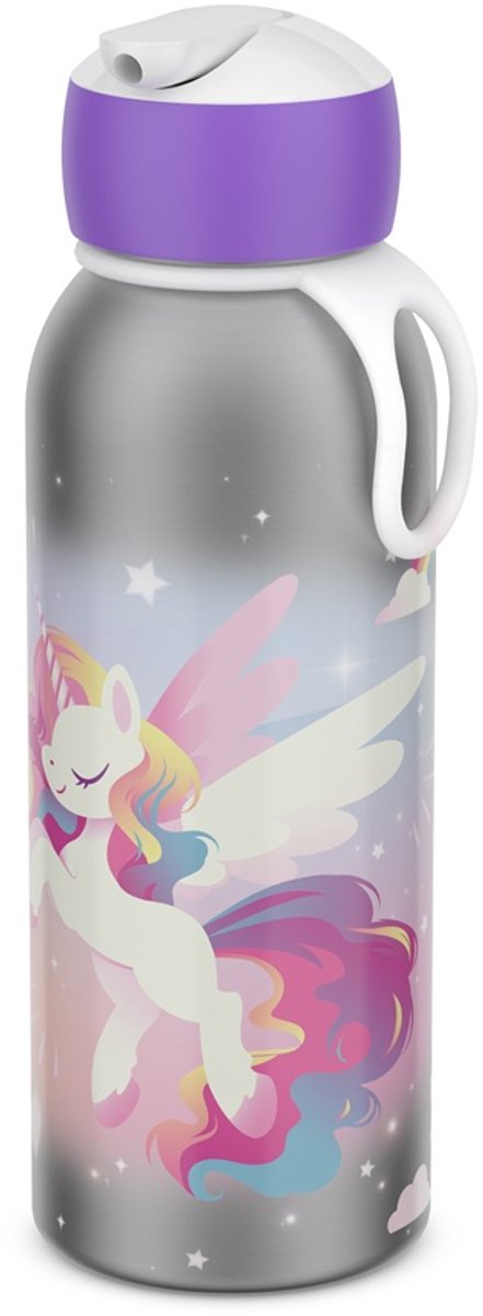 Mepal Gourde isotherme flip-up campus - 350 ml - 12 heures froides 4 heures chaudes - gourde avec paille pour enfants - lueur licorne