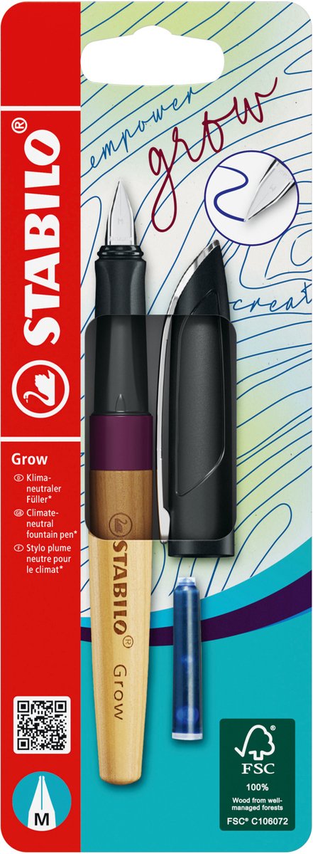 Stylo plume Stabilo Grow, prune rouge cerise