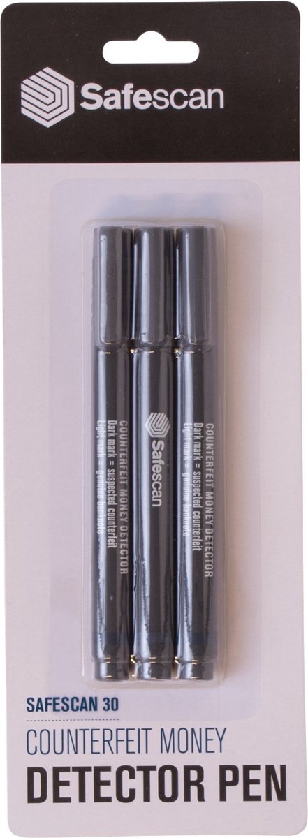 Safescan stylo de détection de fausse monnaie 30 gris blister de 3 pièces