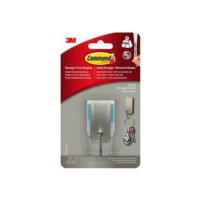 3m 1072882 - crochet command nickel brossé 17033, 1 crochet, 2 bandes | 5 pièces
