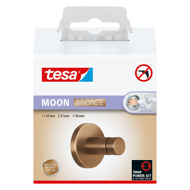 Tesa 1072314 - crochet porte-serviettes lune bronze | 2 pièces