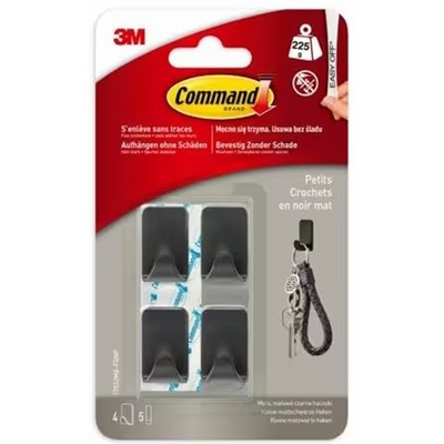 3m 1072881 - crochets command noir mat 17032mb, 4 crochets, 5 bandes | 10 pièces