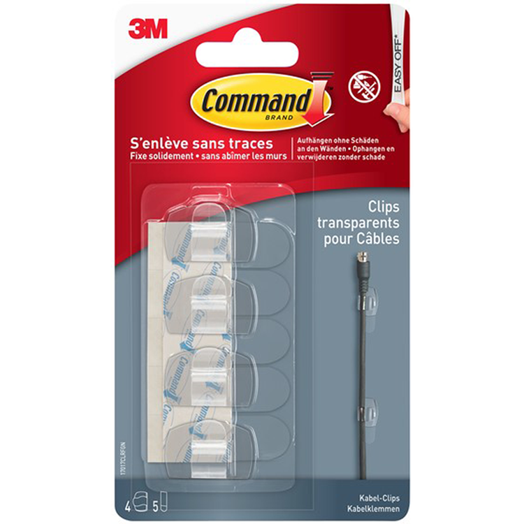 3m 1071798 - serre-câbles ronds transparents command™ | 9 pièces