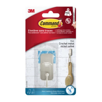 3m 1072424 - commande 1 crochet nickel satiné sbath33-sn-es, 1 crochet, 2 bandes | 6 pièces