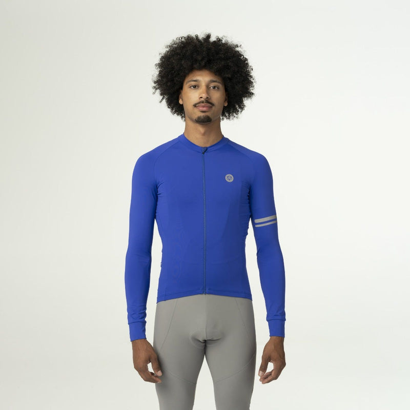 Maillot de cyclisme uni manches longues performance violet hommes