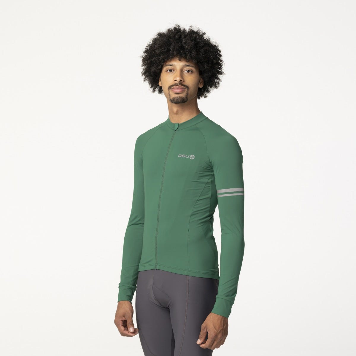 Chemise de cyclisme solide à manches longues performance vert mystique homme