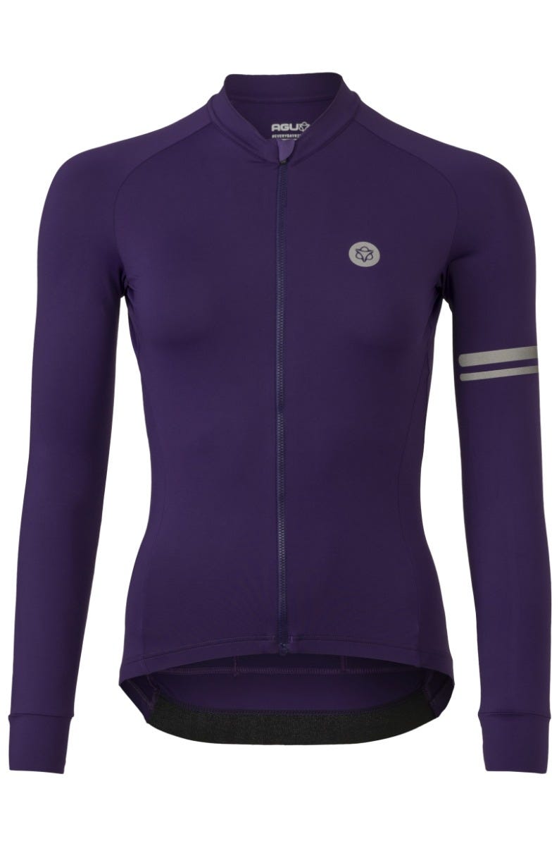 Maillot de cyclisme uni à manches longues performance violet dames