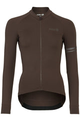 Maillot de cyclisme solide à manches longues performance café moulu dames - afbeelding 2