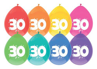 Ballons Haza 30 ans, pack de 8 pièces