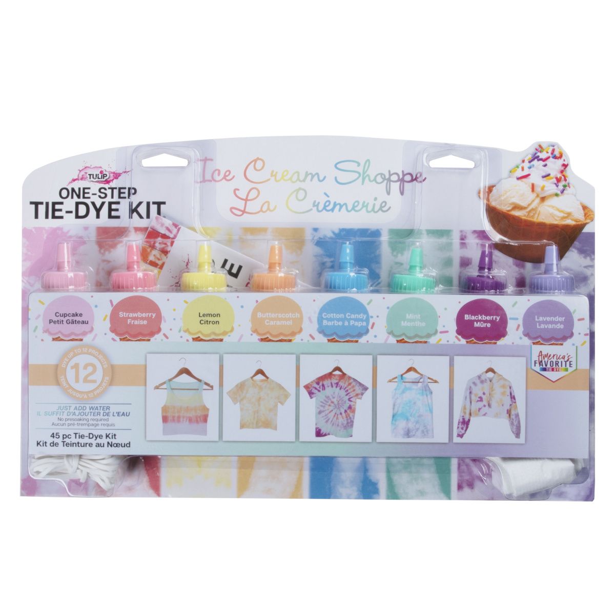 Tulipe tie-dye en une étape tulipe • kit tie-dye magasin de crème glacée 8 couleurs