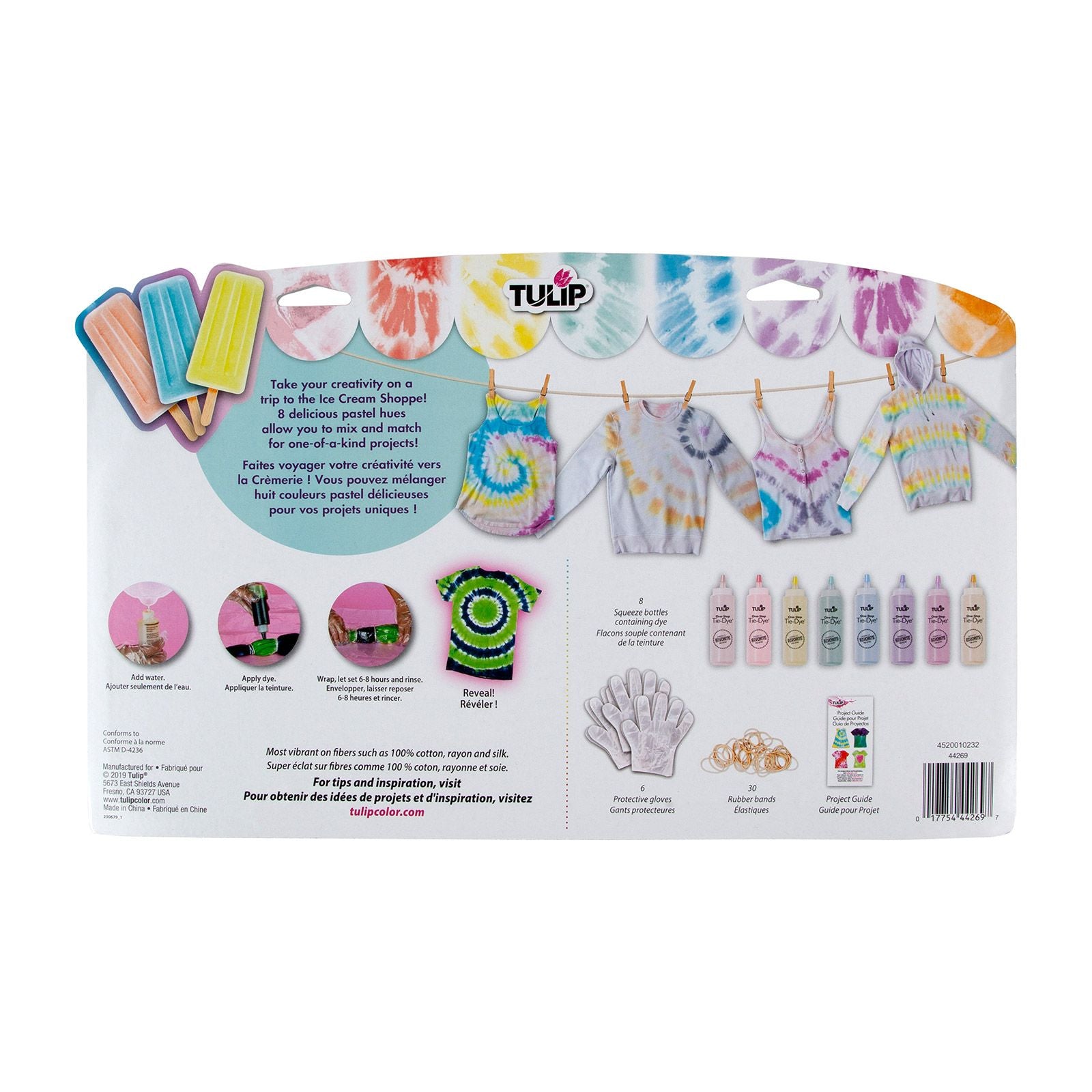 Tulipe tie-dye en une étape tulipe • kit tie-dye magasin de crème glacée 8 couleurs