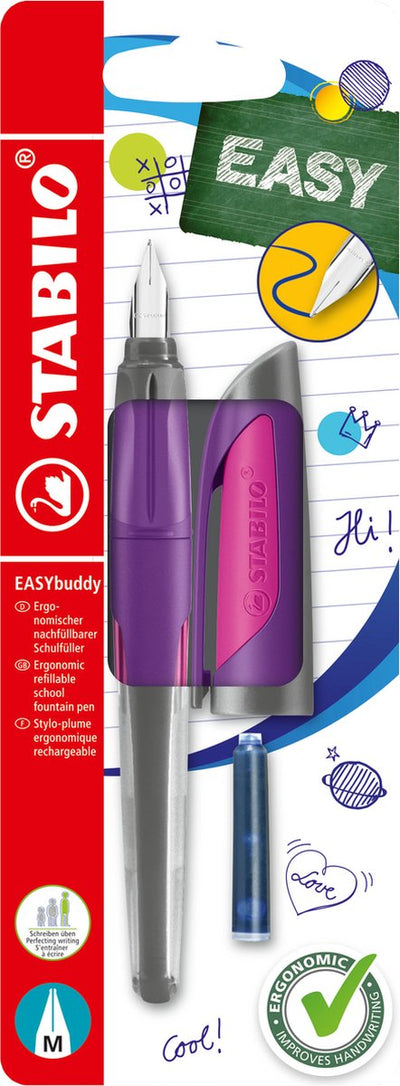 Stabilo easybuddy - stylo plume ergonomique - violet magenta - pointe m standard pour droitiers