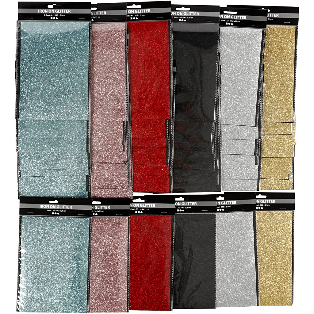 Creativ company Film thermocollant, feuille 148x210 mm, paillettes, différentes couleurs, 6x10 feuilles 1 boîte