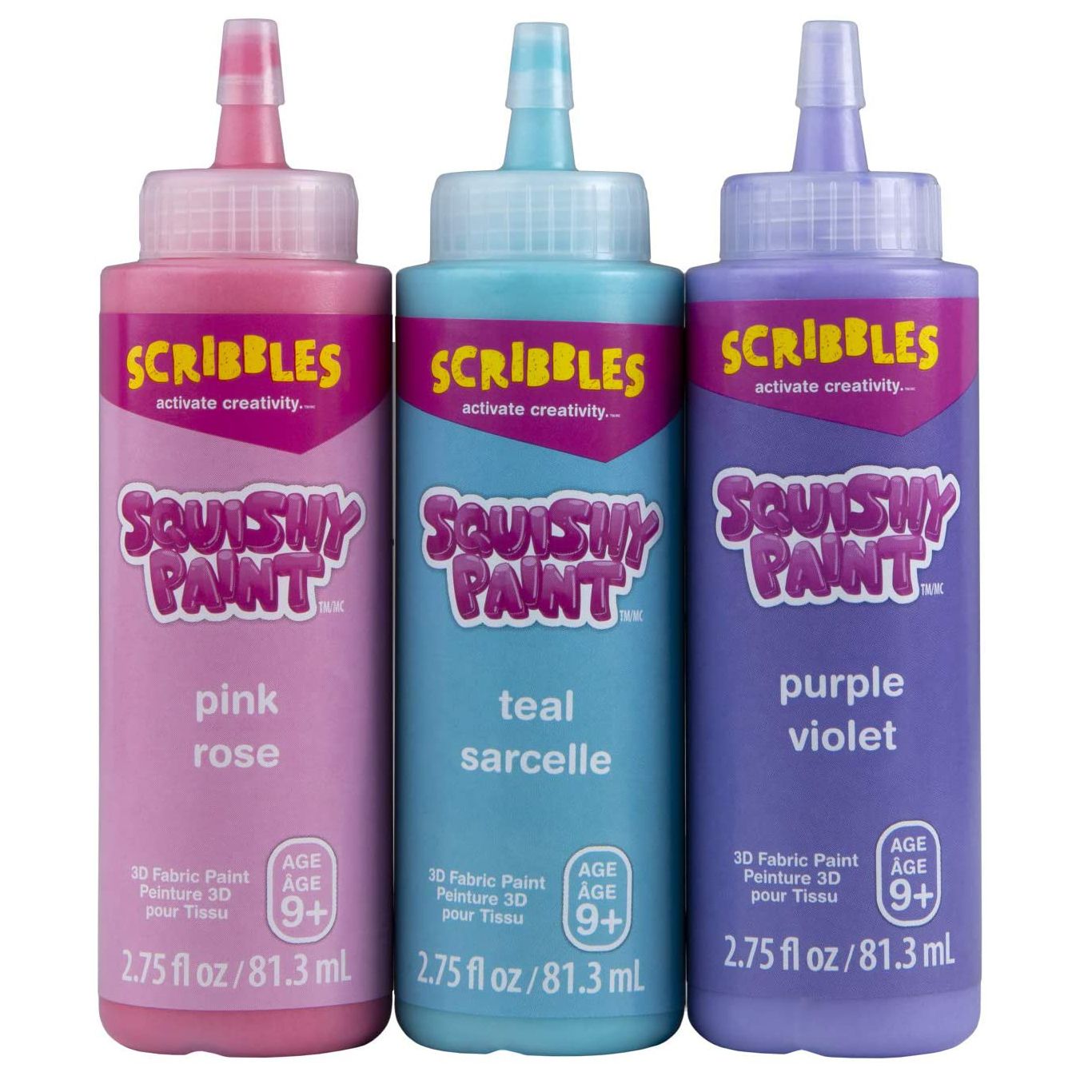 Scribbles • peinture textile 3D squishy 81,3 ml licorne 3 pièces