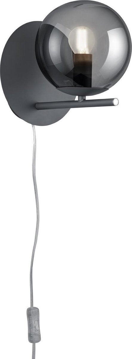 Trio pure - applique - anthracite - excl. 1x e14 28w - verre fumé