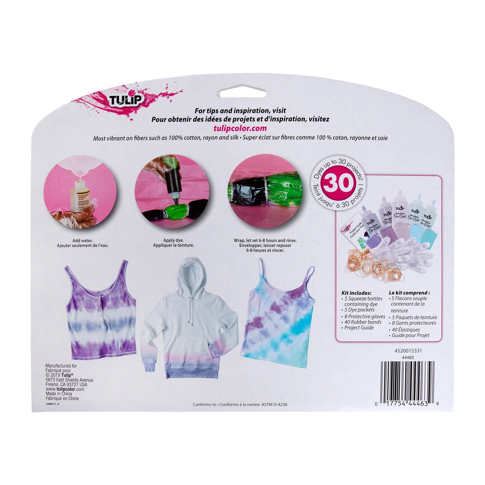 Tulipe tie dye tulipe one-step • kit tie-dye 5 couleurs jolis pastels
