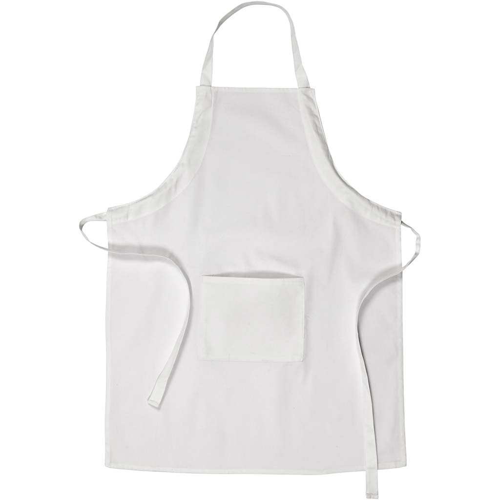 Tablier Creativ Company avec poche, L : 84 cm, l : 65 cm, taille m-xl cm, 210 g, blanc, 1 pièce