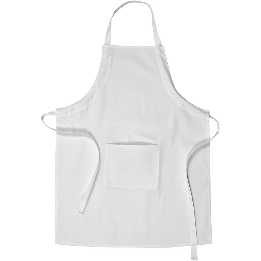 Tablier Creativ Company avec poche, L : 84 cm, l : 65 cm, taille m-xl cm, 210 g, blanc, 1 pièce