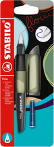 Stabilo flow - stylo plume - monochrome - kaki + 1 cartouche d'encre