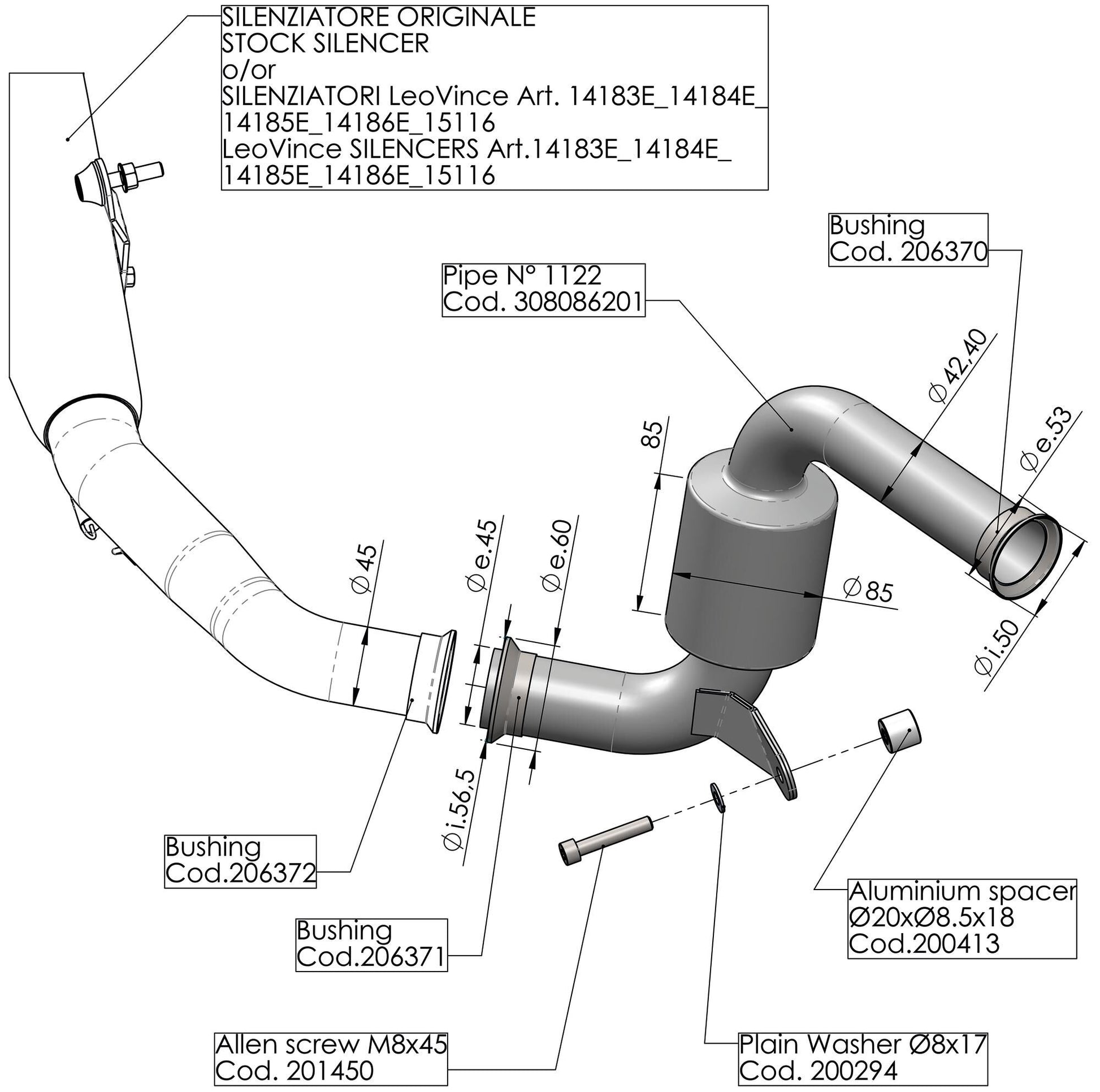 Leovince tube de rechange ers tube cat leo o.abe