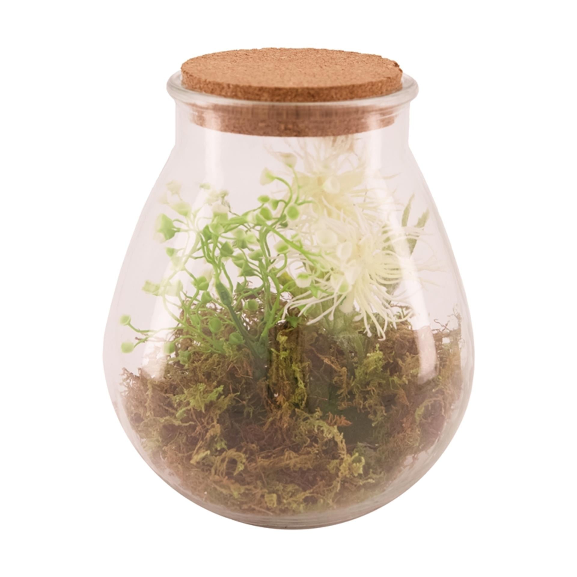 Vase en verre Collections naturelles avec plante artificielle ø19,5x23,5cm