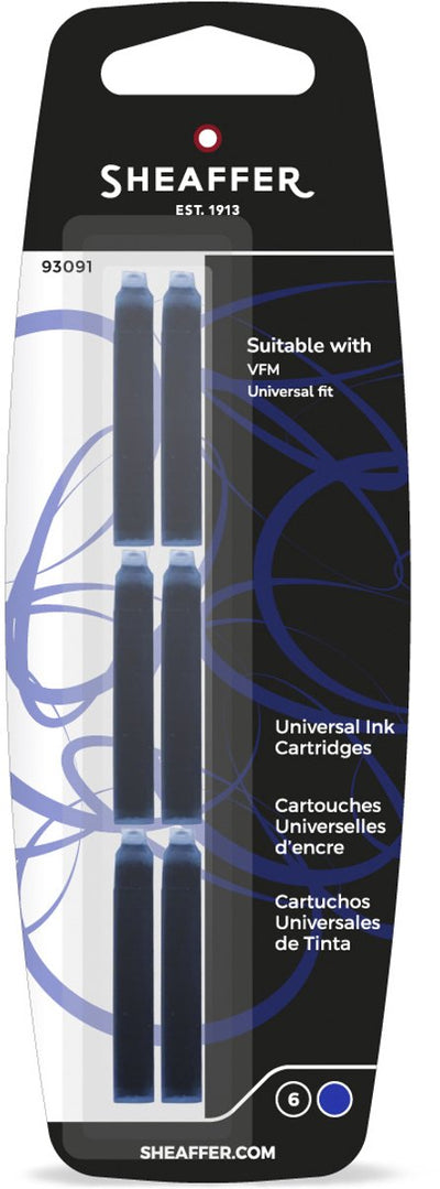 Set de cartouches d'encre Sheaffer - skrip - emballé sous blister - 6 pièces - pour vfm - couleur d'écriture bleu - sf-93091
