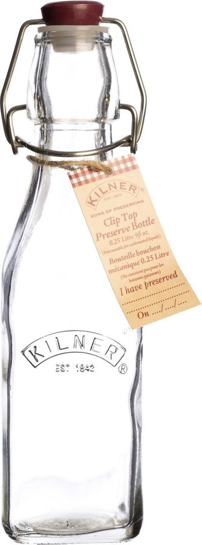 Bouteille carrée Kilner - avec bouchon pivotant en plastique - 250 ml
