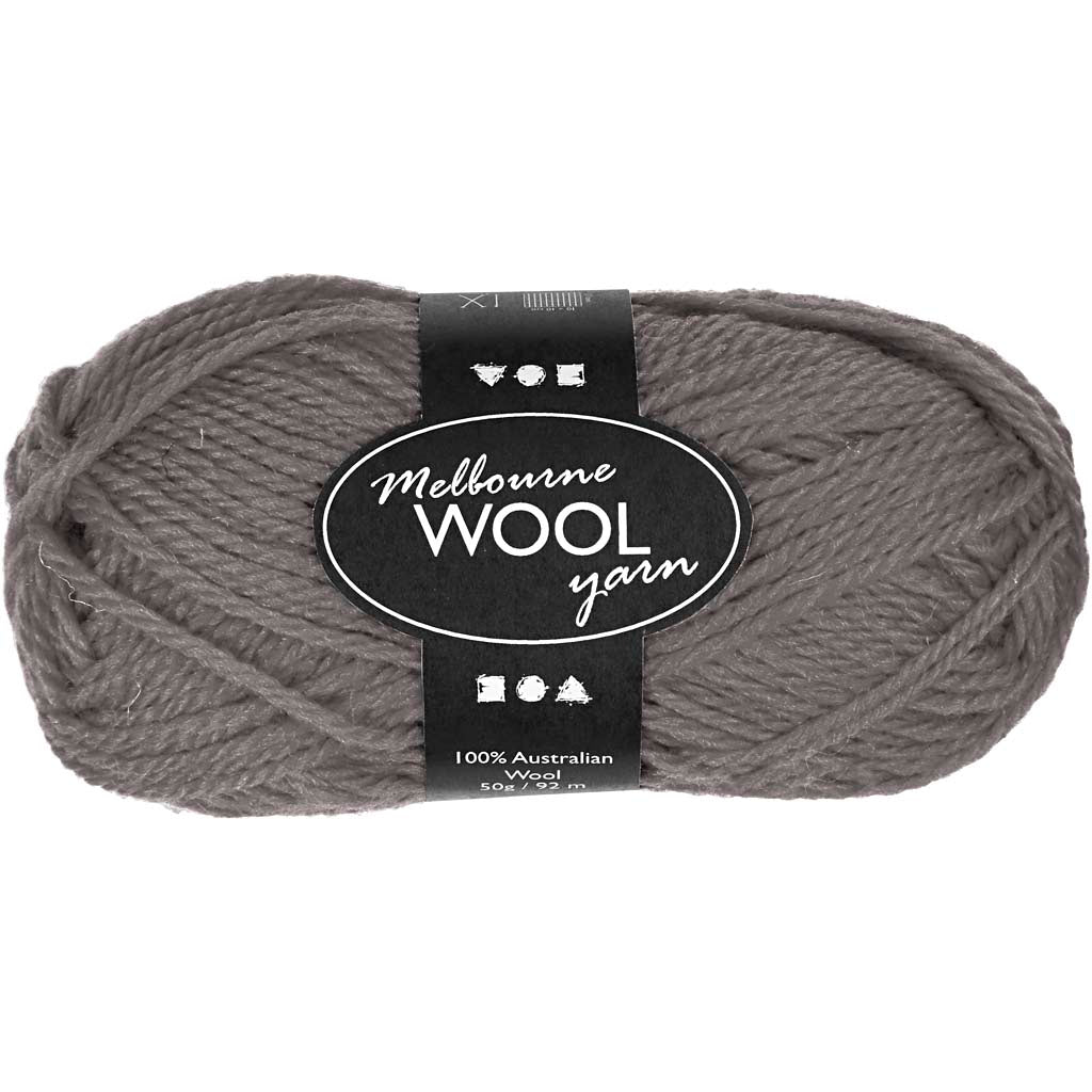 Fil de laine Creativ company melbourne, l : 92 m, gris, 50 g 1 pelote
