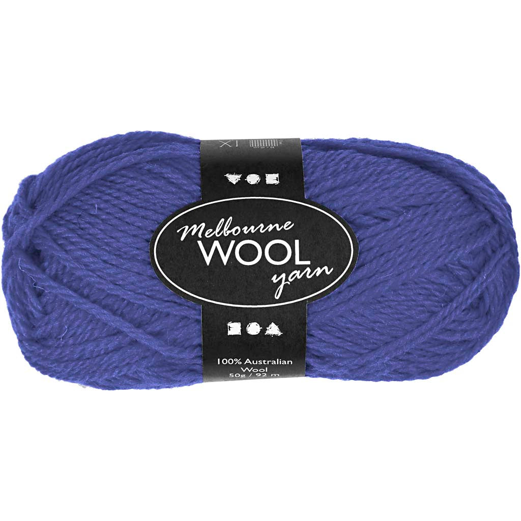 Fil de laine Creativ company melbourne, l : 92 m, bleu, 50 g 1 pelote