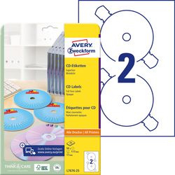 Étiquettes de CD pleine grandeur, cartes à insérer Avery L7676-25