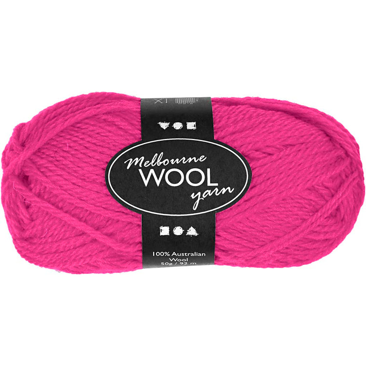 Fil de laine Creativ company melbourne, l : 92 m, rose fluo, 50 g 1 pelote