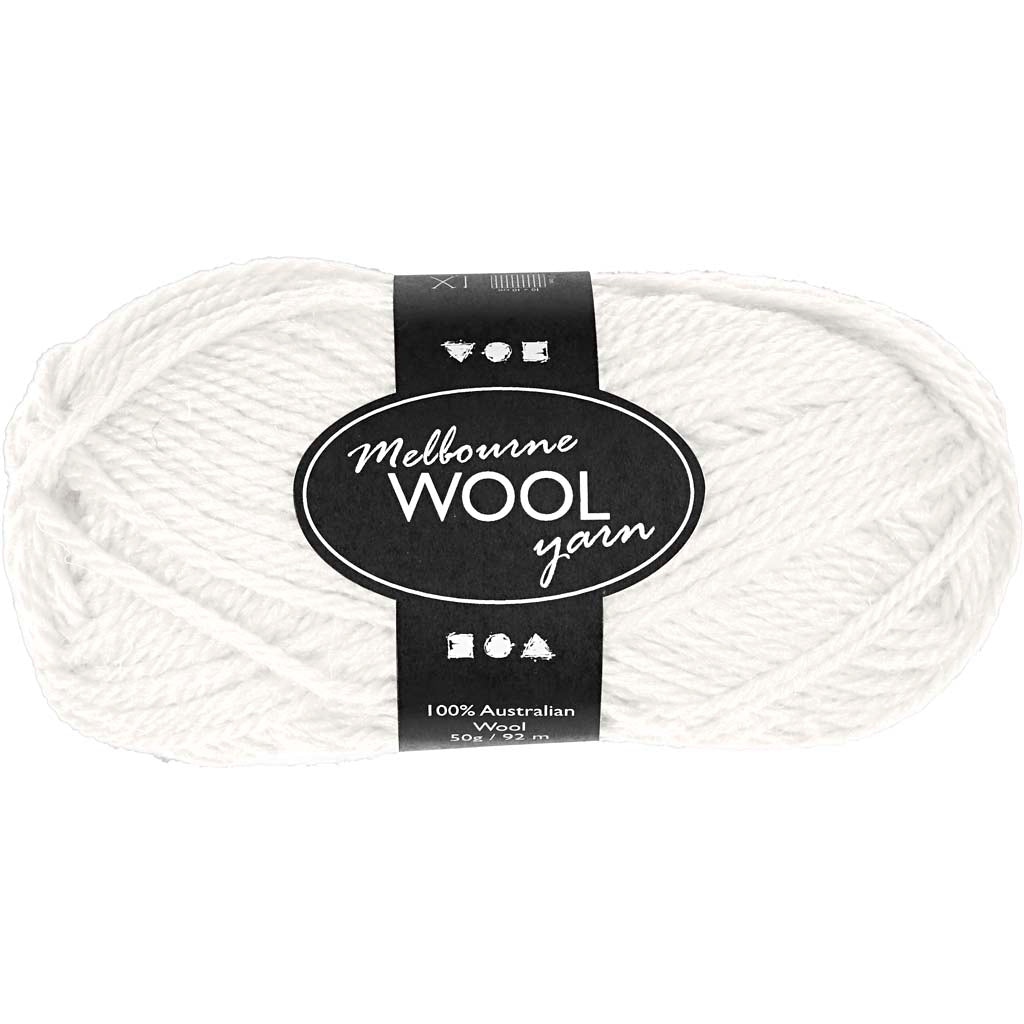 Fil de laine Creativ company melbourne, l: 92 m, blanc cassé, 50 gr 1 pelote