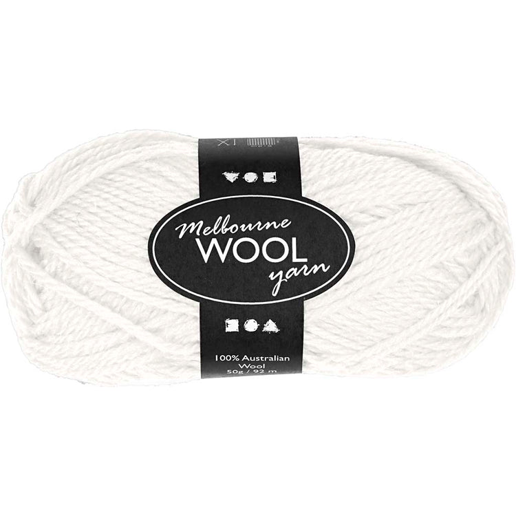 Fil de laine Creativ company melbourne, l: 92 m, blanc cassé, 50 gr 1 pelote