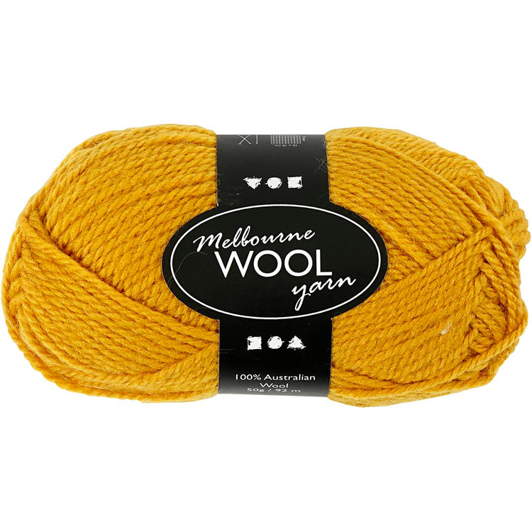 Fil de laine Creativ company melbourne, l : 92 m, jaune foncé, 50 g 1 pelote