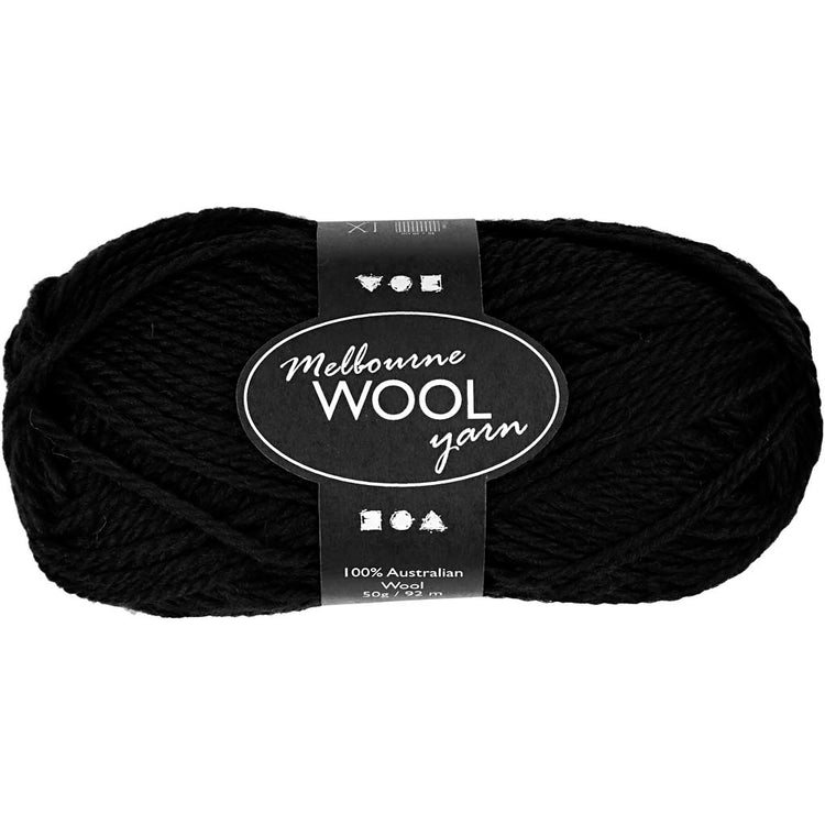 Fil de laine Creativ company melbourne, l : 92 m, noir, 50 g 1 pelote