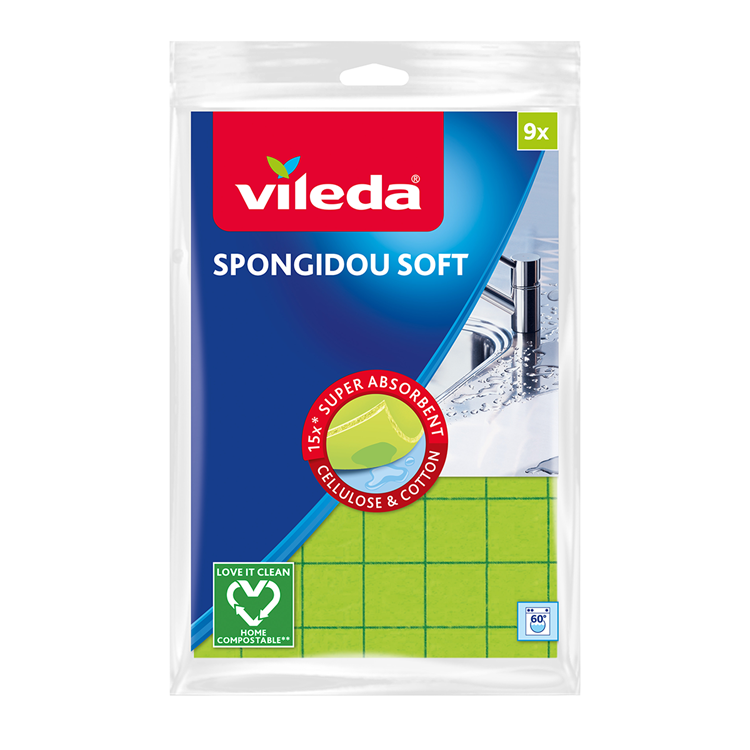 Vileda 1073566 - chiffon éponge spongidou x9 | 9 pièces