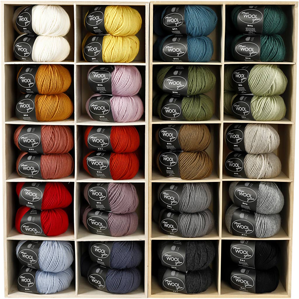 Fil de laine Creativ company, l: 125 m, différentes couleurs, pelote 20x10 1 boîte