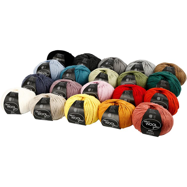Fil de laine Creativ company, l: 125 m, différentes couleurs, 20x100 gr 1 boîte