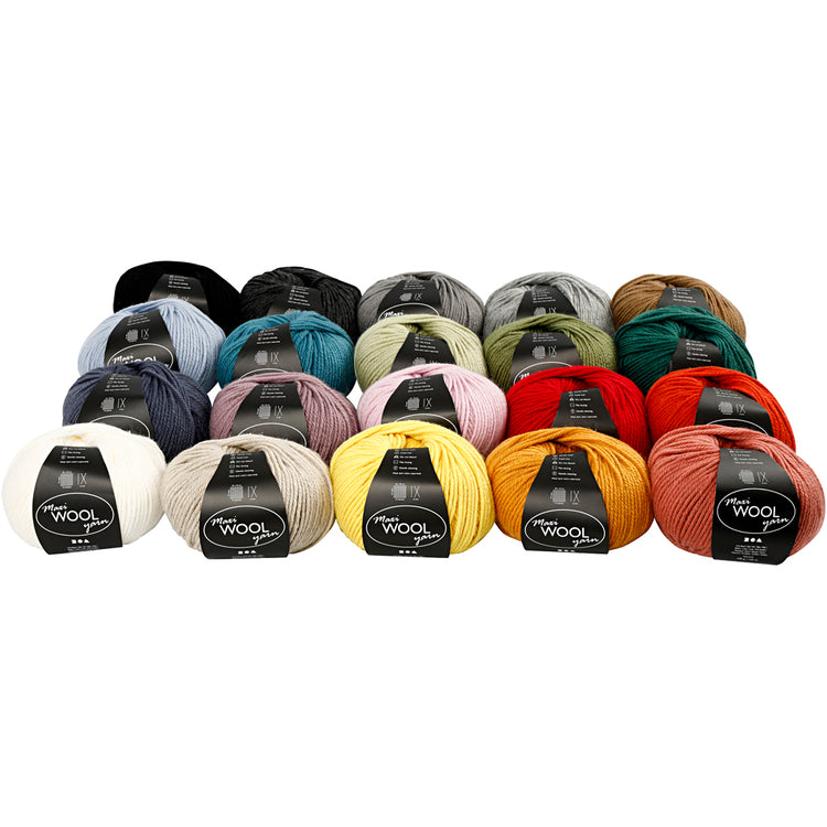 Fil de laine Creativ company, l: 125 m, différentes couleurs, 20x100 gr 1 boîte